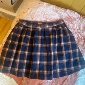 Modcloth Navy and Tan Plaid A-Line Skirt